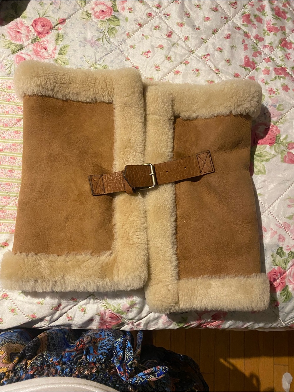 UGG Chestnut and Cream Shearling Belt